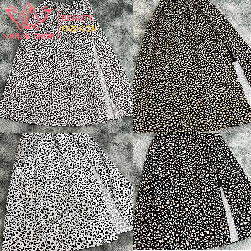 พร้อมส่ง กระโปรงผ้าชีฟองลายเสือ กระโปรงเเฟชั่น ลายเสือดาวผ่าข้าง เนื้อหนาไม่บางมาก ใส่สบายสุดๆ