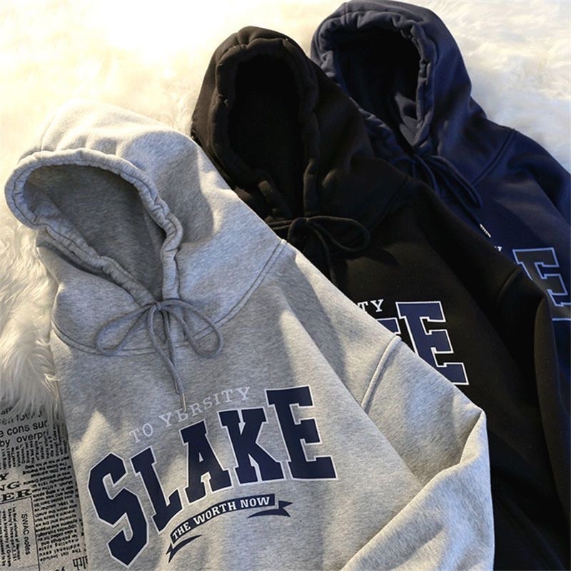 Sweater เสื้อฮู้ดเเขนยาว สกรีนลายSLAKE มีหมวกด้านหลัง เนื้อผ้าสำลี ใสได้ทั้งชายทั้งหญิง SLAKE001