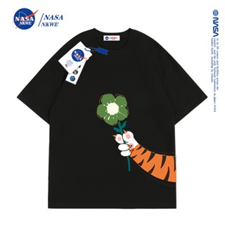 เสื้อยืดแขนสั้น ผ้าฝ้าย พิมพ์ลาย nasa แฟชั่นฤดูร้อน สําหรับผู้ชาย และผู้หญิง