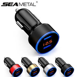 SEAMETAL 3.1A ที่ชาร์จในรถยนต์ Dual USB 12V 24V ที่ชาร์จด่วน พร้อมจอแสดงผล LED แรงดันไฟฟ้า