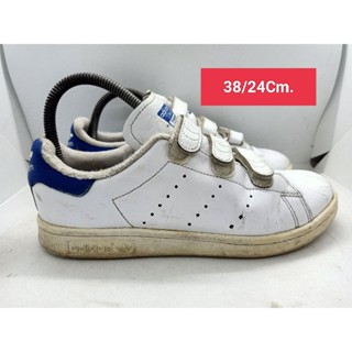 Adidas Size 38 ยาว 24 Cm.รองเท้ามือสอง สลิปออน รองเท้าสวม  ผ้าใบ แฟชั่น วินเทจ