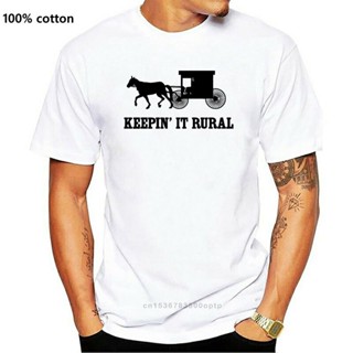 เสื้อยืดลําลอง ผ้าฝ้าย แขนสั้น คอกลม พิมพ์ลาย Keepin It Rural Amish สไตล์สตรีท สําหรับผู้ชาย