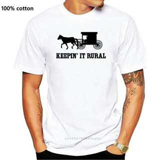 เสื้อยืดลําลอง ผ้าฝ้าย แขนสั้น คอกลม พิมพ์ลาย Keepin It Rural Amish สไตล์สตรีท สําหรับผู้ชาย