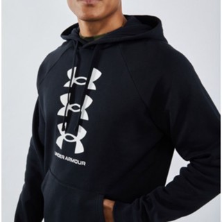 เสื้อฮู้ดแขนยาว Under Armour Mens Rival Fleece Multilogo Short Long Hoodie เสื้อฮู้ดแขนยาวสีดำ สินค้าแท้ 100%