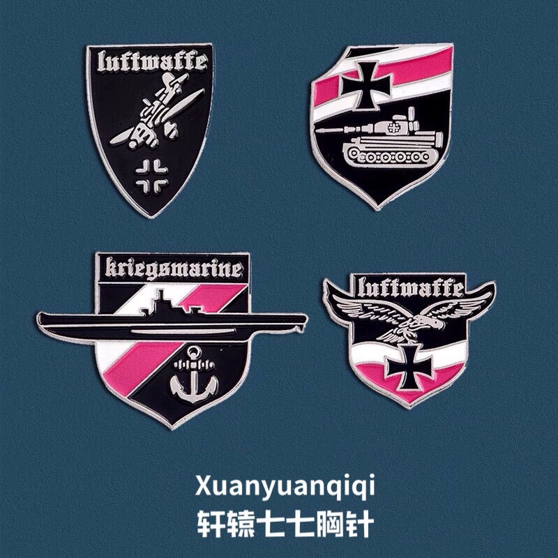 เข็มกลัดAirForceTankFighterสไตล์การ์ตูนเยอรมัน สำหรับกระเป๋านักเรียน ตกแต่งได้อย่างสวยงาม