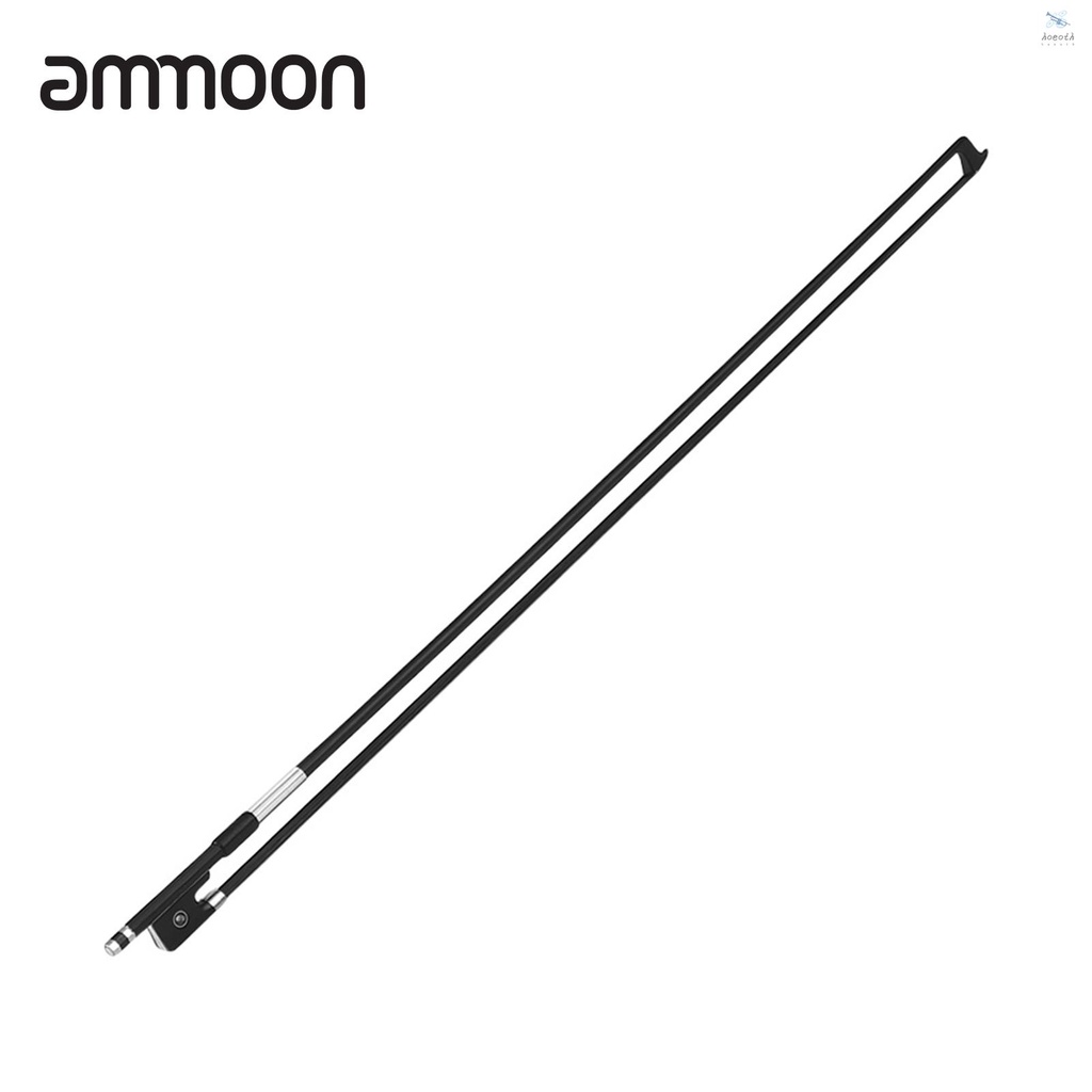[In Stock] ammoon 4/4 Violin Bow Carbon Fiber Round Stick Fiddle Bow Ebony Frog Black Horsehair Well