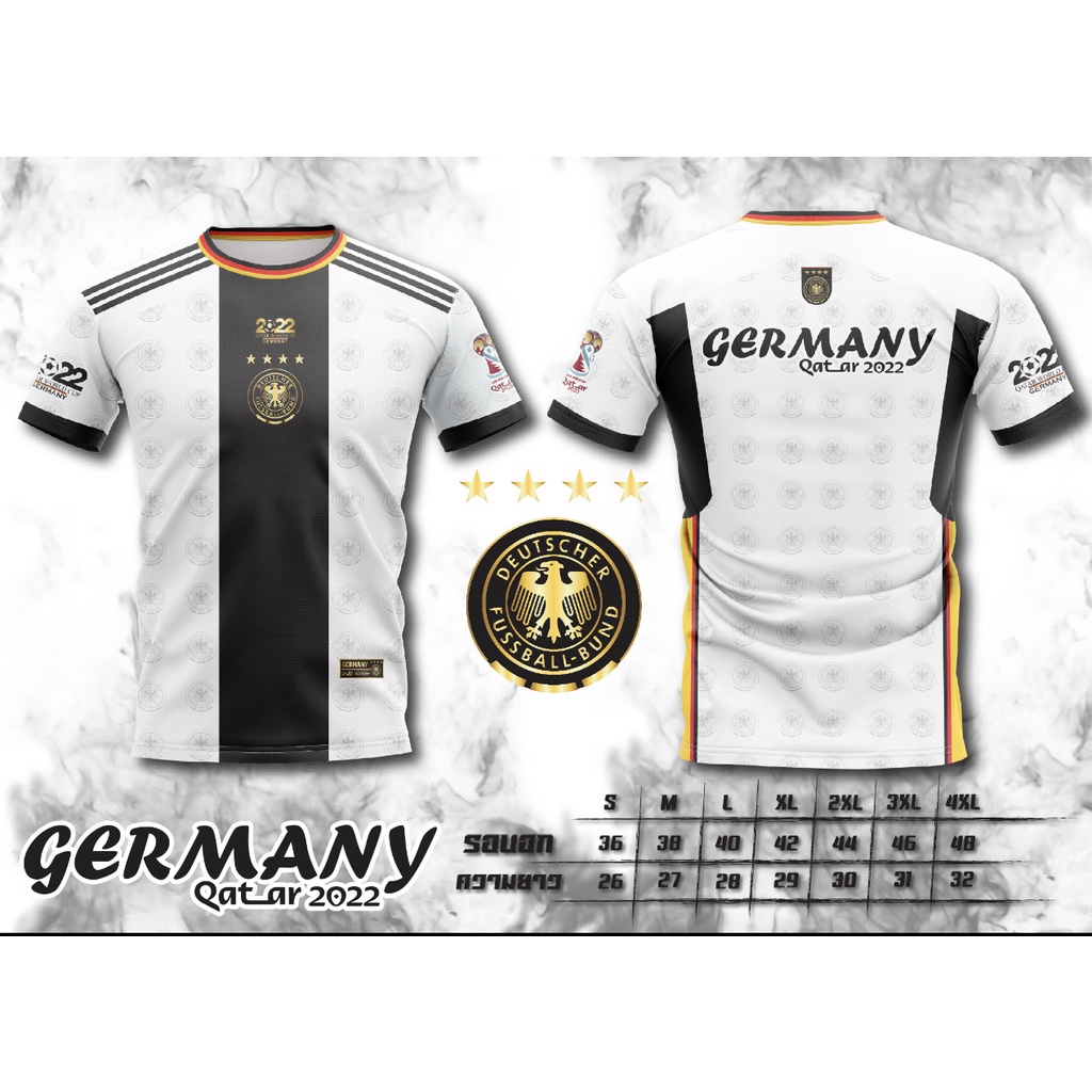 เสื้อพิมพ์ลาย ยอดฮิต ลาย เยอรมัน สีขาว 2022 GERMANY