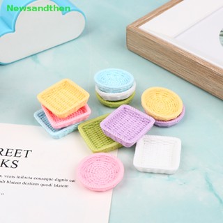 Newsandthen 5 ชิ้น 1/12 บ้านตุ๊กตาจิ๋ว หวายสาน ถาด สําหรับเด็ก DIY อุปกรณ์ดี