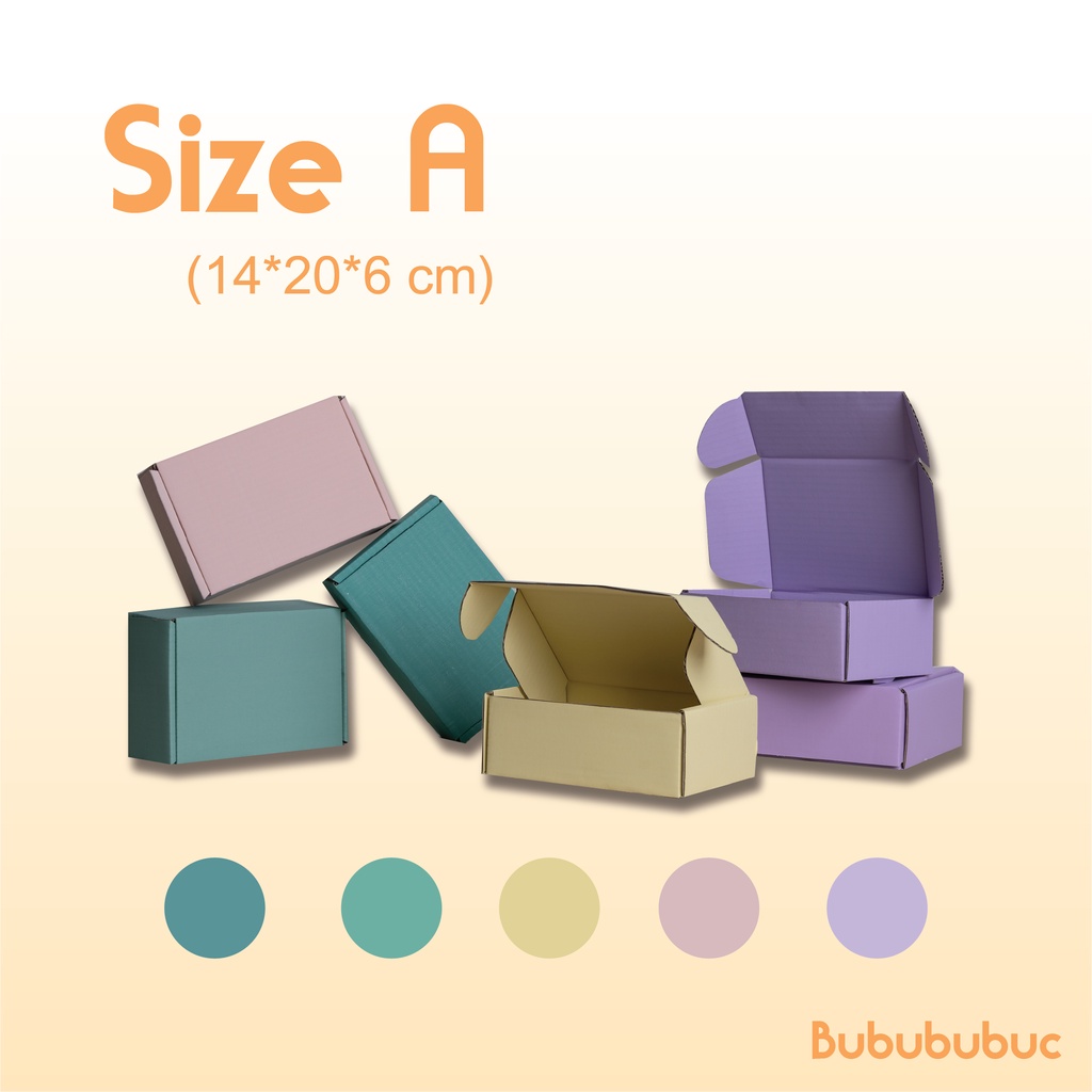 กล่องพัสดุ ไปรษณีย์หูช้างไซส์ A (14*20*6cm) 1แพคมี10,15,20ใบ สีสดใส Corrugated box for postal (Size A : 14x20x6cm.)
