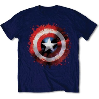 Ocjcno51nbjloc70 เสื้อยืดลําลอง แขนสั้น พิมพ์ลาย Capn America Splat Shield สีฟ้า สําหรับผู้ชายS-5XL