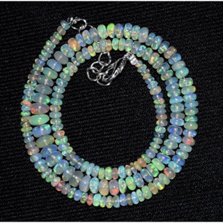 ”Natural Ethiopian โอปอล์Wello Fire Opal Gemstone Bead Necklace