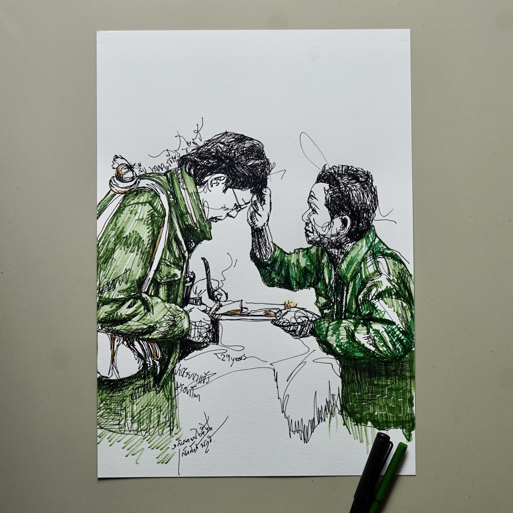 ภาพวาด หัวหน้าสืบ นาคะเสถียร Sueb03 (ภาพพิมพ์ดิจิตอล ปริ้นท์เลเซอร์ บนกระดาษร้อยปอนด์)