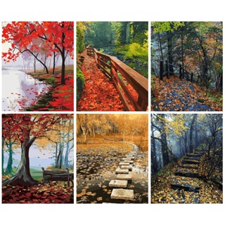 Ruopoty ภาพวาดสีน้ํามัน ตามตัวเลข รูปต้นไม้ 60x75 ซม. 50x65 ซม. 40x50 ซม. สําหรับตกแต่งผนังบ้าน ห้องนั่งเล่น DIY