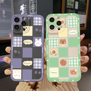 เคสโทรศัพท์มือถือ ขอบสี่เหลี่ยม ป้องกันเต็มเครื่อง ลายกระต่าย หมี สําหรับ Infinix Hot 12i 10S 11 10 Play 11S 10i Smart 6 HD X6511 X657B X6512 Note 12 G96