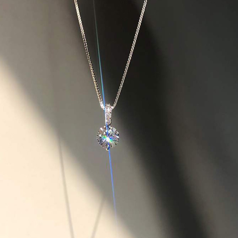 Roselife สร้อยคอเงิน 925 จี้คริสตัล เรียบง่าย หรูหรา เครื่องประดับ สําหรับผู้หญิง งานหมั้น ปาร์ตี้ ของขวัญ