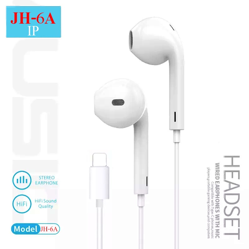 earphone หูฟังอินเอียร์ พร้อมไมโครโฟน ของแท้แน่นอนใหม่ 2022 รุ่น JH-6A ควบคุมระดับเสียง【รองรับ ไอ5~14 pro mox】