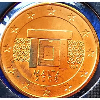 เหรียญ​ยูโร​ มอลตา​ Malta, 1​Euro​Cent,​ไม่​ผ่าน​ใช้​ UNC, #​2344T