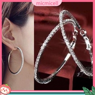 (micmicell) ต่างหูห่วงห้อยแฟชั่นสตรีพังก์หรูหรา rhinestone 1 คู่