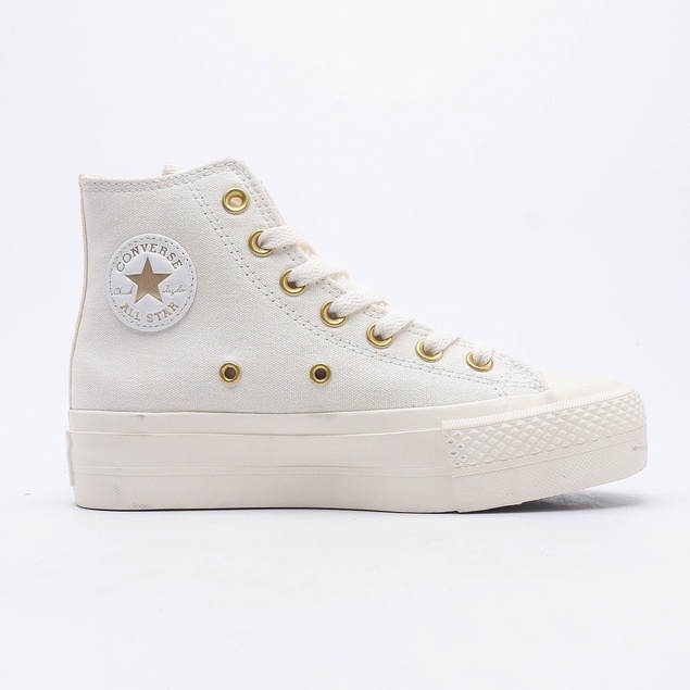 Converse รองเท้าผ้าใบลําลอง พื้นหนา ลาย All Star สีทอง แฟชั่นสําหรับสตรี-B15