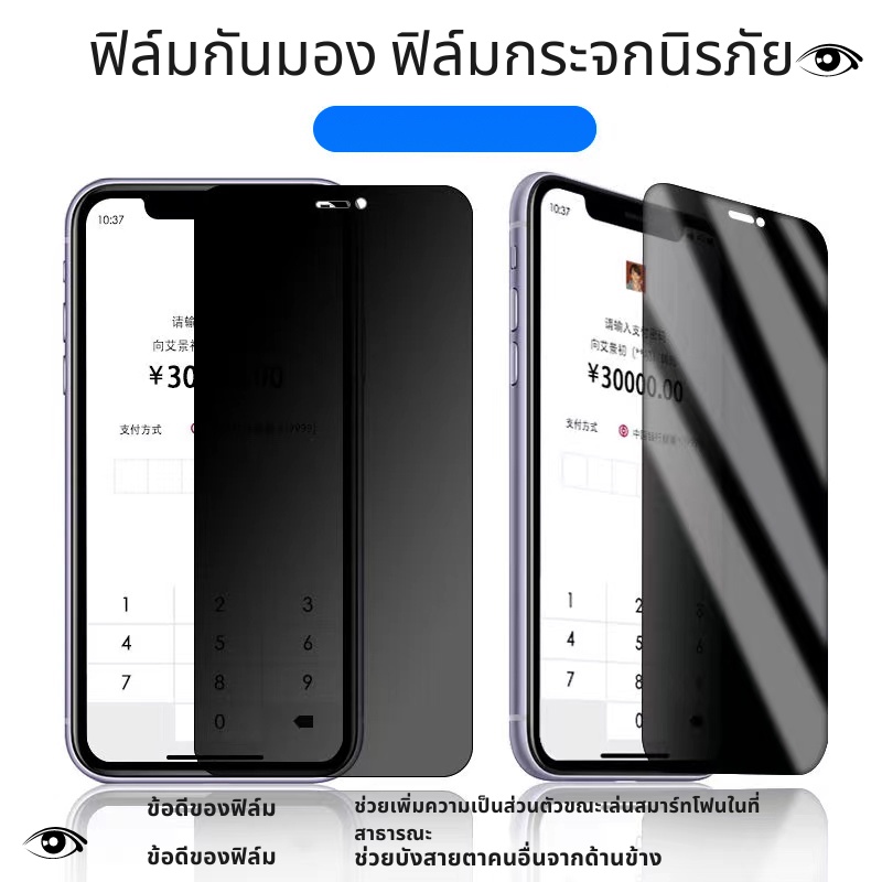 ฟิล์มกันมอง HD แบบกระจกนิรภัย 9H คุณภาพดีเยียม ฟิล์มกันเสือก กันมอง For IPhone 15 13 14 6 7 8 Plus X Xs Xr พร้อมส่ง