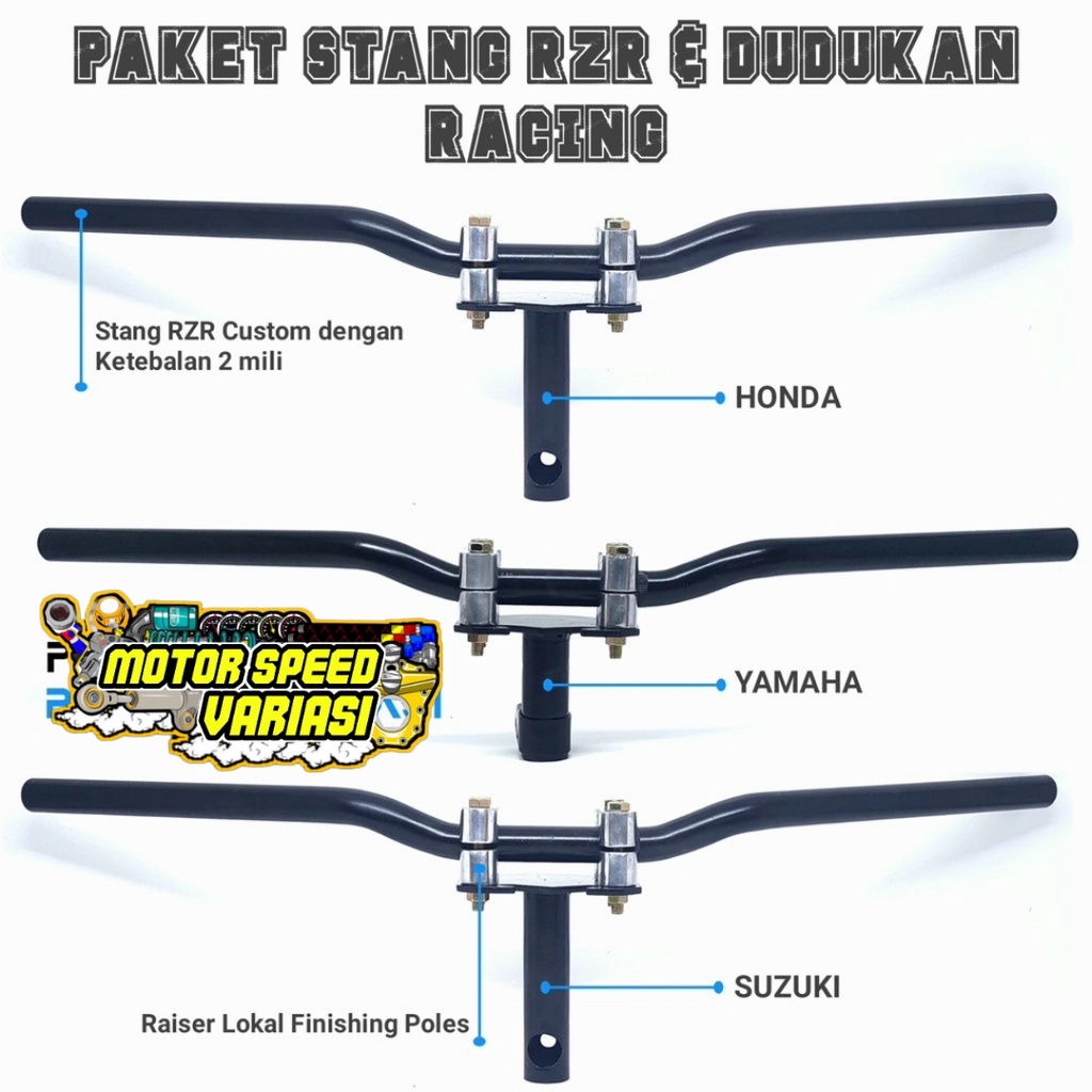 RZR STEERING BAR PLUS UNIVERSAL ROAD RACE RACING HANDLEBAR MOUNT สําหรับ HONDA YAMAHA MOTORCYCLE ONE ชุด HANDLEBARS + TURL