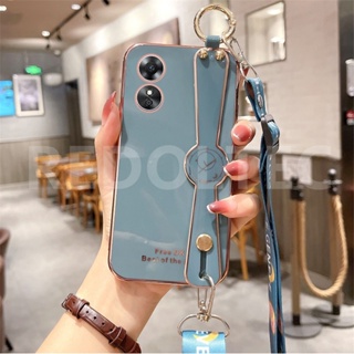 เคส OPPO A17 6D สายรัดข้อมือเคสโทรศัพท์พร้อมสายคล้องไหล่แบบยาวกระเป๋าสะพายข้างพร้อมตัวป้องกันกล้อง