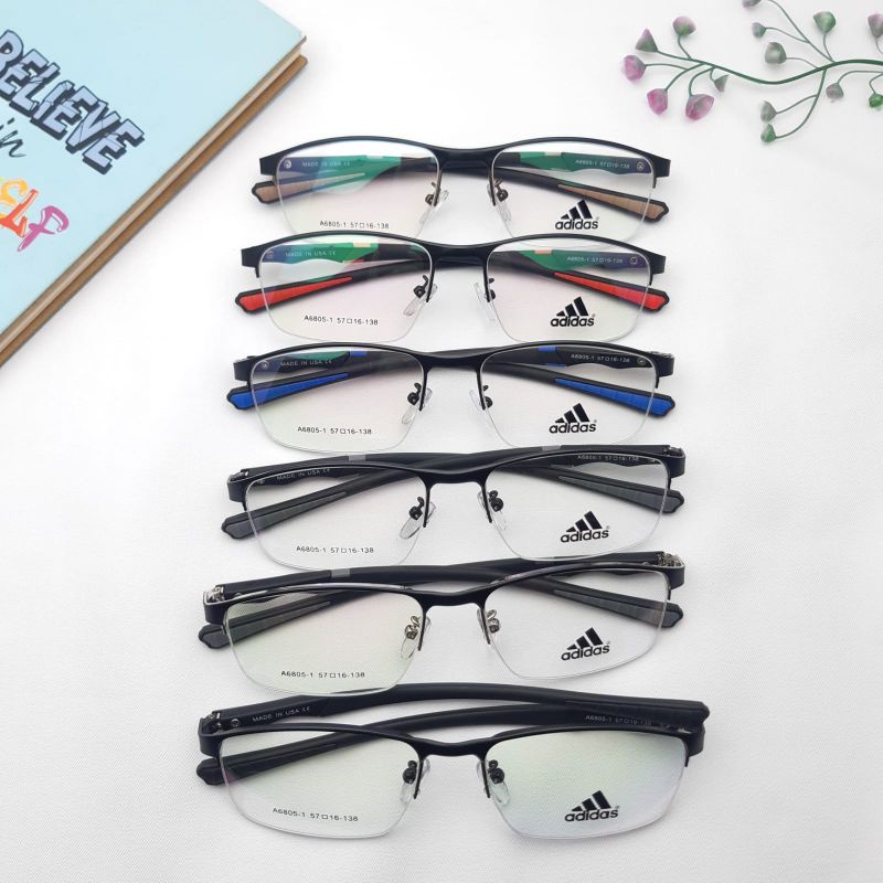 ADIDAS กรอบแว่นตาผู้ชาย อาดิดาส 6805 แพ็คเกจเลนส์ธรรมดาหรือลบและกระบอก