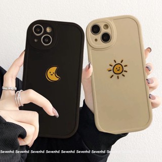 เคสป้องกันโทรศัพท์มือถือ ลายการ์ตูนดวงอาทิตย์ และดวงจันทร์ หรูหรา สําหรับ iPhone 15 14 13 12 11 Pro Max SE2020 X XR Xs Max 7 8 Plus