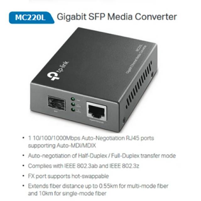 TP-Link MC220L Gigabit SF Media Converter