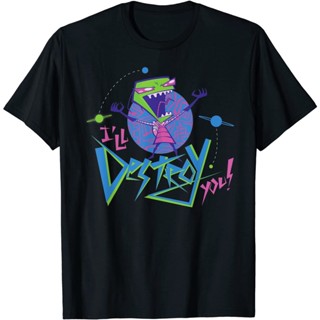 New Invader Zim I Will Destroy You T-Shirt เสื้อยืด ดพิมพ์ลาย ดผ้าเด้ง คอกลม cotton ความนิยม sale Unisex