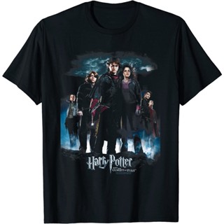 เสื้อยืดแขนสั้น คอกลม ผ้าฝ้ายแท้ พิมพ์ลาย Harry Potter สําหรับผู้ชายS-5XL