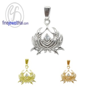 Finejewelthai-จี้ราศี-ราศีกรกฎ-จี้เพชรสังเคราะห์-จี้เงินแท้-Cancer-Silver-Pendant-P1168cz00