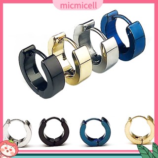 (micmicell) เครื่องประดับต่างหูห่วงสแตนเลส huggie แฟชั่นผู้ชาย 1 คู่