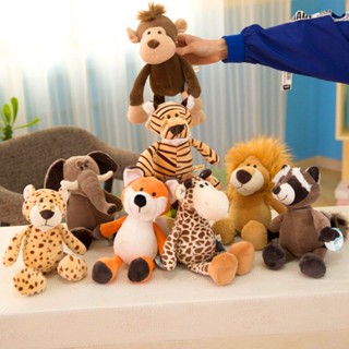 New 25cm/35cm  Jungle Animal Plush Toy Stuffed Doll Lion Elephant Tiger Monkey Kids Baby Xmas