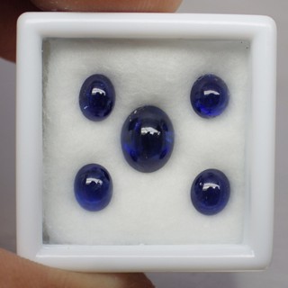 พลอย ไพลิน แซฟไฟร์ แท้ ธรรมชาติ ( Natural Royal Blue Sapphire Ceylon ) 5 เม็ด หนักรวม 5.39 กะรัต