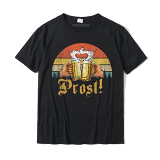 เสื้อยืดแขนสั้น วินเทจ Prost เสื้อยืด komik içme bira almanya Retro hediye เสื้อยืด pamuk t shirt erkekler için baskılı