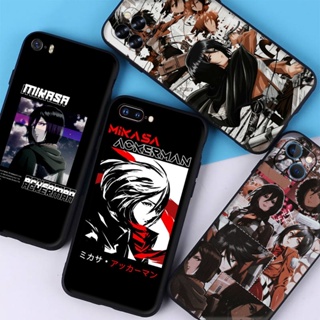 เคสโทรศัพท์มือถือซิลิโคน ลาย Attack on Titan Mikasa Ackerman สําหรับ iPhone 12 13 14 Mini Pro Max LK14