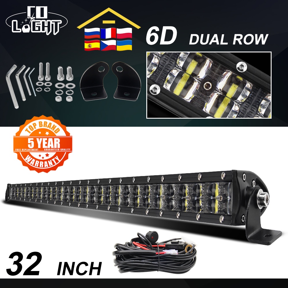 CO LIGHT 6D Led Light Bar 12V 180W Offroad Led Bar 32inch Spot Flood Combo Led Beam Work Light 4x4 f