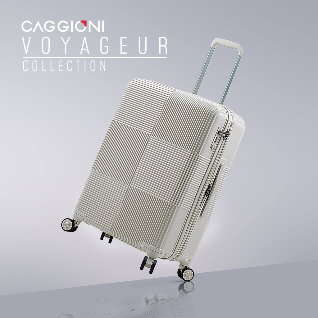 CAGGIONI กระเป๋าเดินทาง  รุ่นโวยาจเกอร์ 15082 - สีขาวควันบุหรี