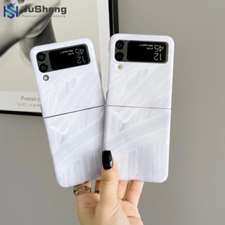 Jusheng เคสโทรศัพท์มือถือแบบแข็ง ลายสติกเกอร์น้ํา สีขาว แฟชั่น สําหรับ Samsung Z Flip4 Z Flip3