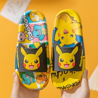 การ์ตูนน่ารัก Pikachu เด็กรองเท้าแตะฤดูร้อนชายและหญิงในร่มลื่นนุ่มแต่เพียงผู้เดียวรองเท้าแตะและรองเท้าแตะ