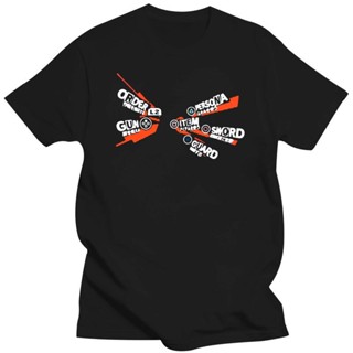 เสื้อยีด บุรุษเสื้อผ้าที่กําหนดเอง Persona 5 การต่อสู้ Meny เสื้อยืดสําหรับผู้ชายผ้าฝ้ายผู้หญิงเสื้อยืด O คอ Streetwear