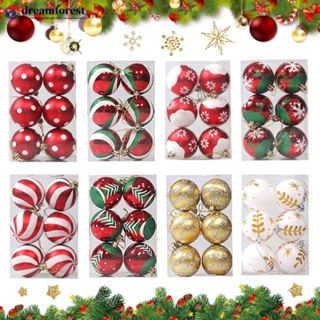 DREAMFOREST 6Pcs 6cm Christmas Tree Decoration Balls Xmas Ornaments Ball Glitter Hanging Pendant New Year Decor Party Supplies A8U2