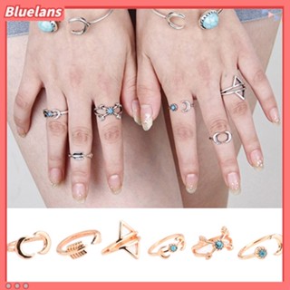 แหวนนิ้ว Stack Rings รูปทรงลูกศรดวงจันทร์สามเหลี่ยม  6ชิ้น