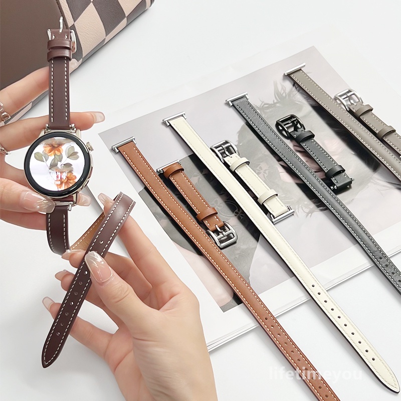 สายนาฬิกาข้อมือ หนังวัวแท้ ขนาด 20 มม. 22 มม. สําหรับ Huawei GT Samsung Huami Amazfit Xiaomi