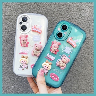 Zymello เคส OPPO A5S A7 A3S A5 A15 A15S A16 A53 A54 A57 2022 A77 เคสซิลิโคนอ่อนนุ่มการ์ตูนหมี 3D ตุ๊กตาเด็กผู้หญิง