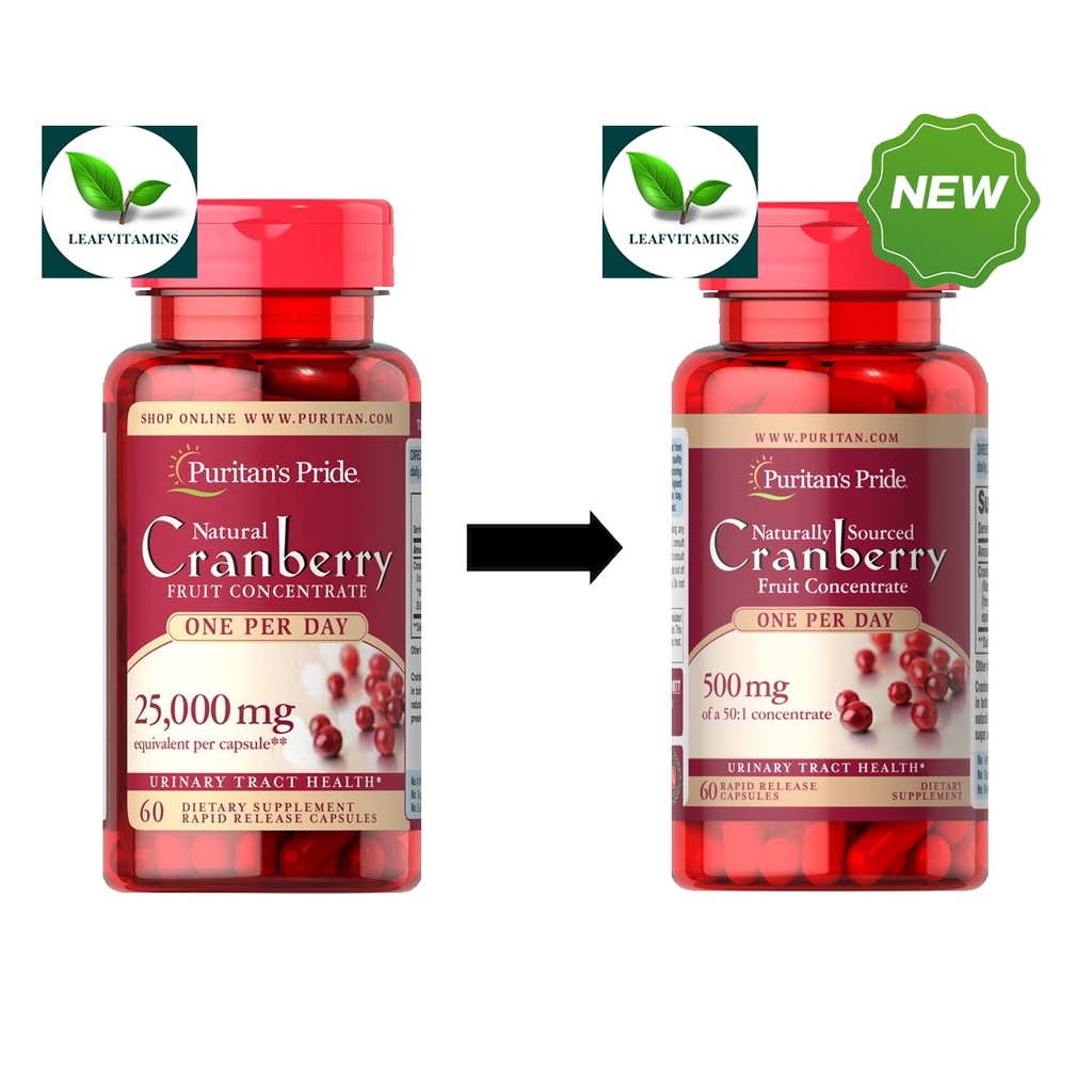 Puritan's Pride One A Day Cranberry / 60 Capsules (500 mg of 50:1 concentrate, เทียบเท่า 25,000 mg)