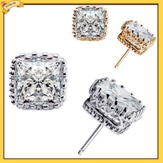 [Athena] เครื่องประดับต่างหู Cubic Zirconia ทรงสี่เหลี่ยมประดับ Cubic Zirconia