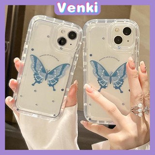 VENKI - Case For iPhone 14 Pro Max TPU Soft Jelly Airbag Case Blue Butterfly Case Camera Protection Shockproof For iPhone 14 13 12 11 Plus Pro Max 7 Plus X XR