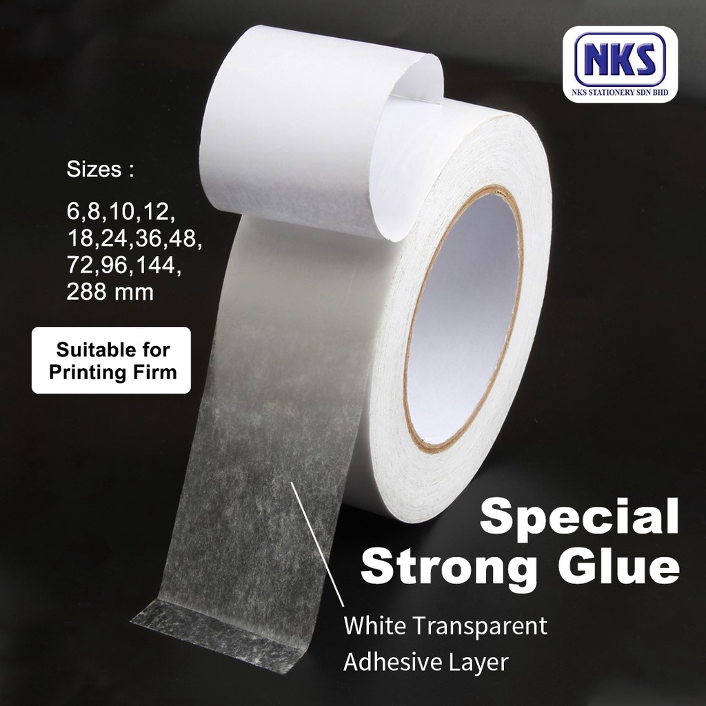 STRONG DOUBLE SIDE DTISSUE TAPE (10 YARDS) - 6 / 8 / 10 / 12 / 18 / 24 / 36 / 48MM